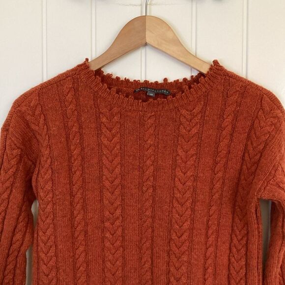 Elliott Lauren Womens Cable Knit Sweater Size XS Rust Wool Cashmere Blend - Picture 2 of 10